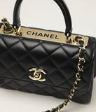 Mini Flap Bag with Top Handle Black