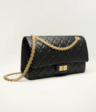 Aged Calfskin & Gold-Tone Metal  Black