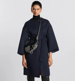 Mini Saddle Bag with Strap Blue Oblique Jacquard