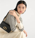 30 Montaigne East-West Bag with Chain Black Calfskin