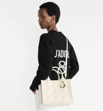 Small Dior Book Tote Latte Macrocannage Calfskin