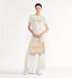 Medium Book Tote Gold-Tone Oblique Embroidery