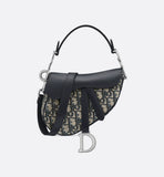 Mini Saddle Bag with Strap Blue Oblique Jacquard