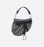 Mini Saddle Bag with Strap Blue Oblique Jacquard