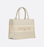 Medium Book Tote Gold-Tone Oblique Embroidery