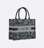 Medium Book Tote Blue Multicolor Zodiac Embroidery