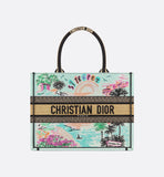 Souvenir Medium  Book Tote Natural Raffia and Multicolor Embroidered Cotton