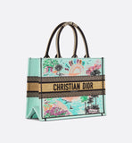 Souvenir Medium  Book Tote Natural Raffia and Multicolor Embroidered Cotton