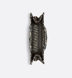 Medium Book Tote Ecru and BlueOblique Embroidery