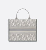 Medium Book Tote Gray Oblique Embroidery and Calfskin