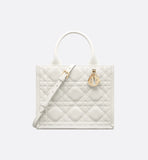 Small Dior Book Tote Latte Macrocannage Calfskin