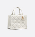 Small Dior Book Tote Latte Macrocannage Calfskin