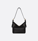 Small Voyage Bag Black Flat Macrocannage Grained Calfskin