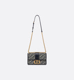 30 Montaigne Chain Bag Blue Dior Oblique Jacquard