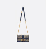 30 Montaigne East-West Bag with Chain Blue Dior Oblique Jacquard