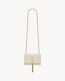 KATE SMALL TASSEL IN CROCODILE-EMBOSSED LEATHER BLANC VINTAGE